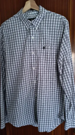 Camisa Timberland Cuadros marron,gris  y Blanca
