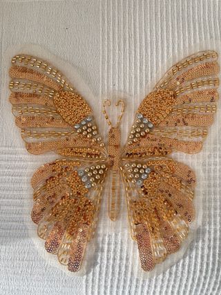 Parche Mariposa Dorado y Rosa