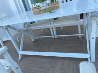 Mesa y 6 Sillas Exterior Ikea Madera Blanca