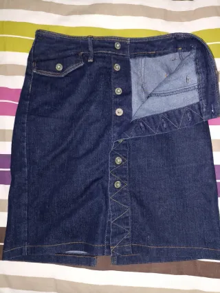 Falda Mango botones azul