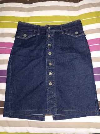 Falda Mango botones azul