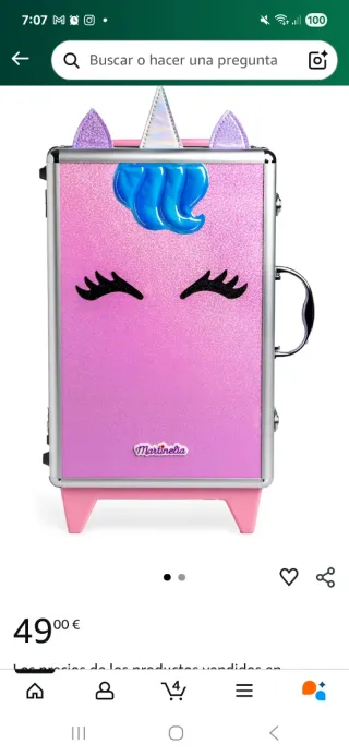 Maletín maquillaje unicornio Martinelia