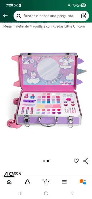 Maletín maquillaje unicornio Martinelia