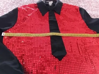 Blusa fiesta lentejuelas roja y negra