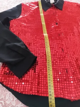 Blusa fiesta lentejuelas roja y negra