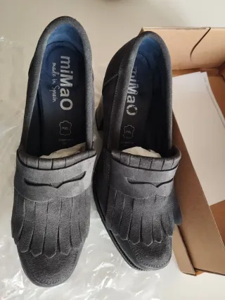 Mocasines tacón y plataforma grises