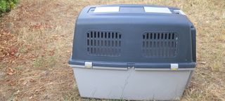 Transportín perro azul y gris