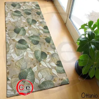 Tappeto tessuto beige e verde