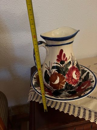 Jarra y Palangana Cerámica Flores
