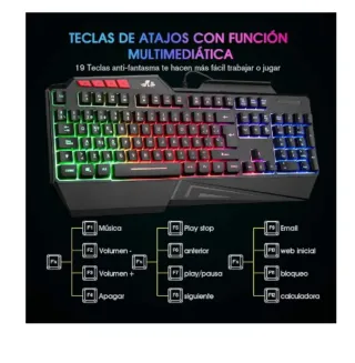 Teclado RII LED Gaming Negro Multicolor+ 2 ratones