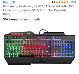 Teclado RII LED Gaming Negro Multicolor+ 2 ratones