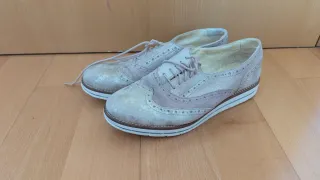 Zapatos velour rosa y plateados