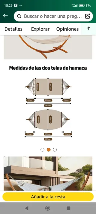 Hamaca con Soporte Madera Beige/Marrón