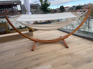Hamaca con Soporte Madera Beige/Marrón