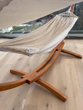 Hamaca con Soporte Madera Beige/Marrón
