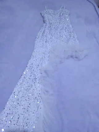 Vestido Niña Tul Lentejuela Plata talla 10