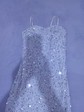 Vestido Niña Tul Lentejuela Plata talla 10