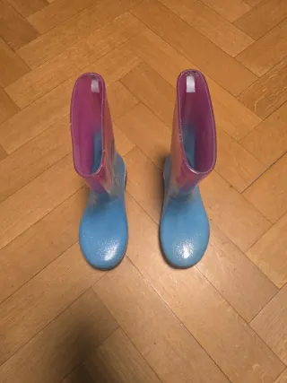 Botas de agua niña azul y rosa talla 29