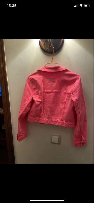Cazadora vaquera Hollister rosa Talla M