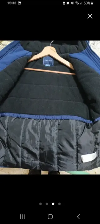 Parka Invierno Lands' End Azul y Negra