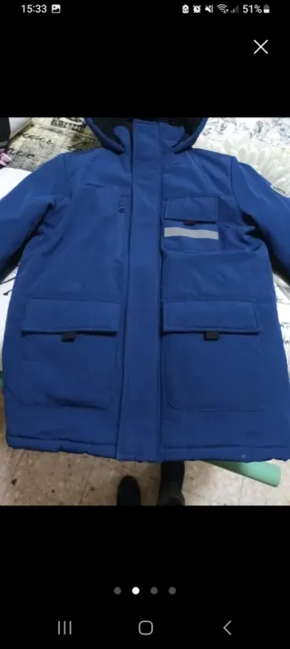 Parka Invierno Lands' End Azul y Negra