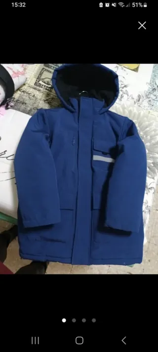 Parka Invierno Lands' End Azul y Negra