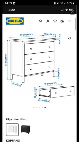 Cómoda Koppang Ikea Blanca