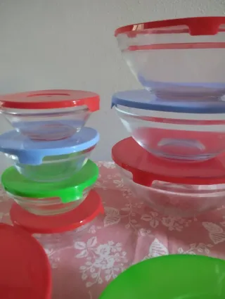 Set Contenitori Vetro Coperchi Colorati