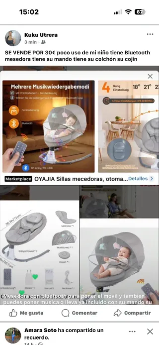 Mecedora, trona y cuna para bebé