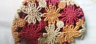 Bolso Cesto Flores Beige y Rojo