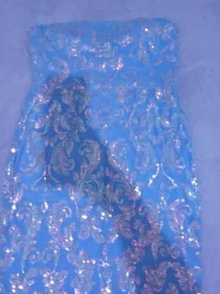 Vestido lentejuelas azul y plateado