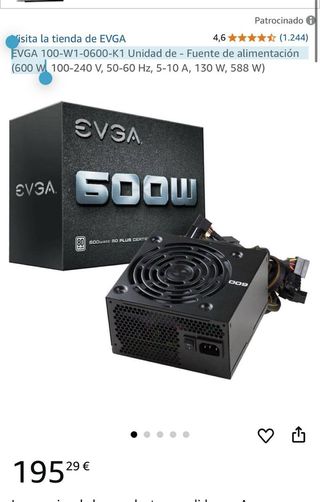 Fuente alimentación EVGA 600W 80+
