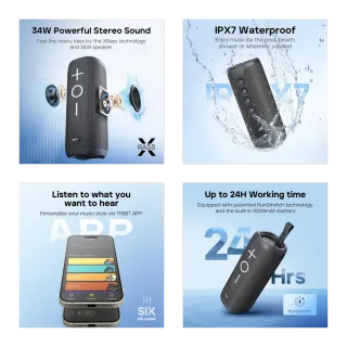 Altavoz Tribit resistente al agua negro