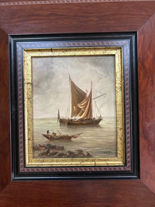 Pareja de marinas con marco de taracea