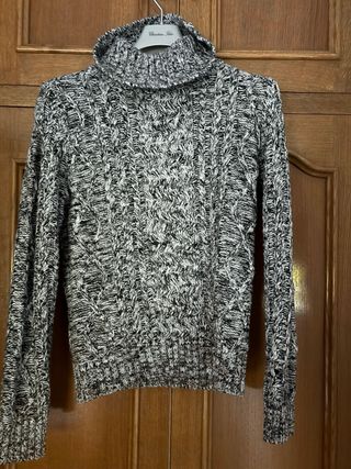 Jersey de punto grueso gris y blanco