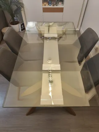 Mesa Comedor Cristal y Roble