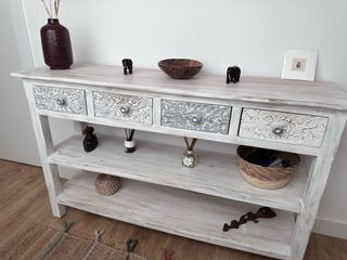 Consola recibidor Maison du Monde madera y yute