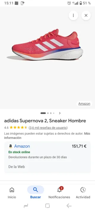 Adidas Supernova 2 Talla 42 2/3