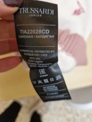 Cardigan Trussardi panna e rosa 9 mesi