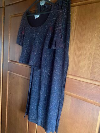 Conjunto Blusa y Falda Brillante