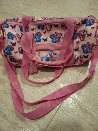 Bolsa deportiva rosa Stitch y Angel
