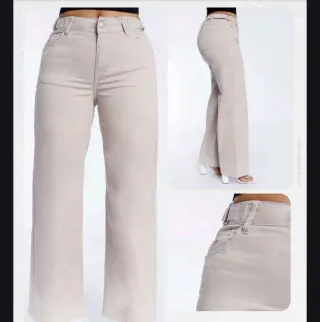 Pantalón ancho beige