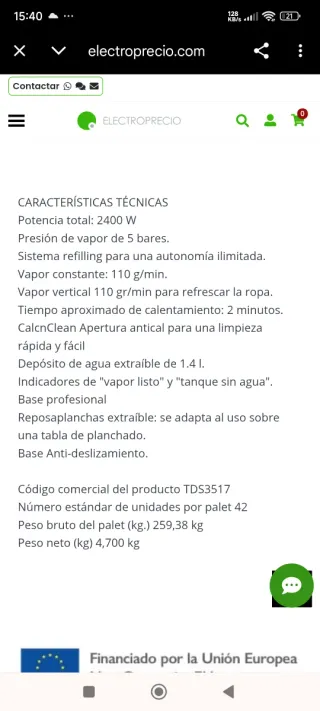 Centro de Planchado Bosch 2400W