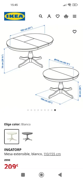 Mesa comedor redonda IKEA