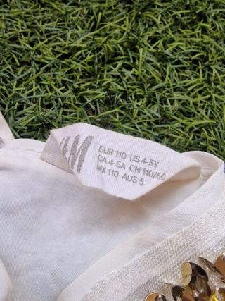 Vestido H&M Lentejuelas Dorado Multicolor T 4-5