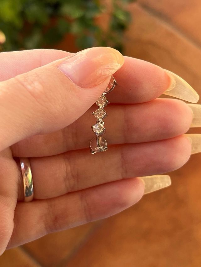 Pendientes largos plata y moissanitas 2,6Ct total