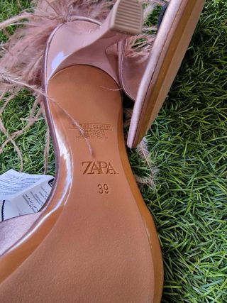 Sandalias Zara Plumas Rosa Talla 39