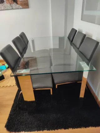 Mesa Comedor Cristal y 6 Sillas Diseño