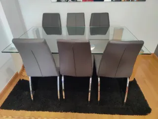 Mesa Comedor Cristal y 6 Sillas Diseño