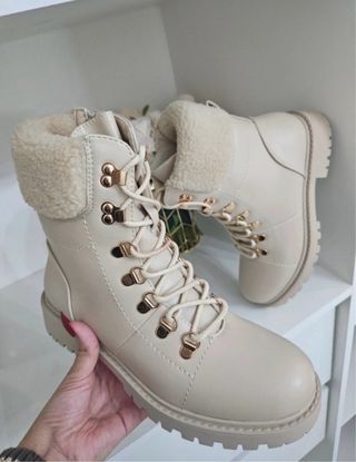 Botines DC Shoes Beige Piel Borreguito